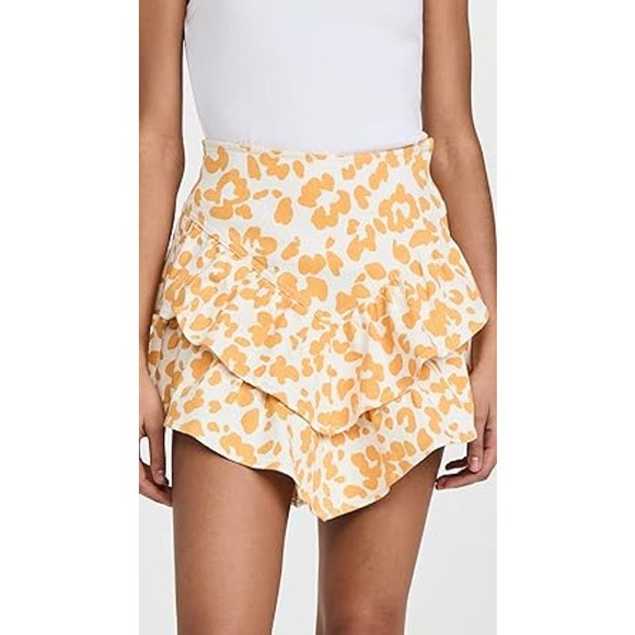 NEW Mother The Ruffle Mini Skirt Skirt Tiered High-Rise Floral Leopard Size 32 - Picture 4 of 11